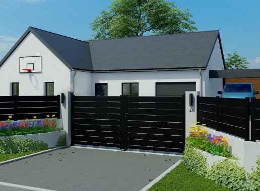 Portail en aluminium BONO, Noir 9005