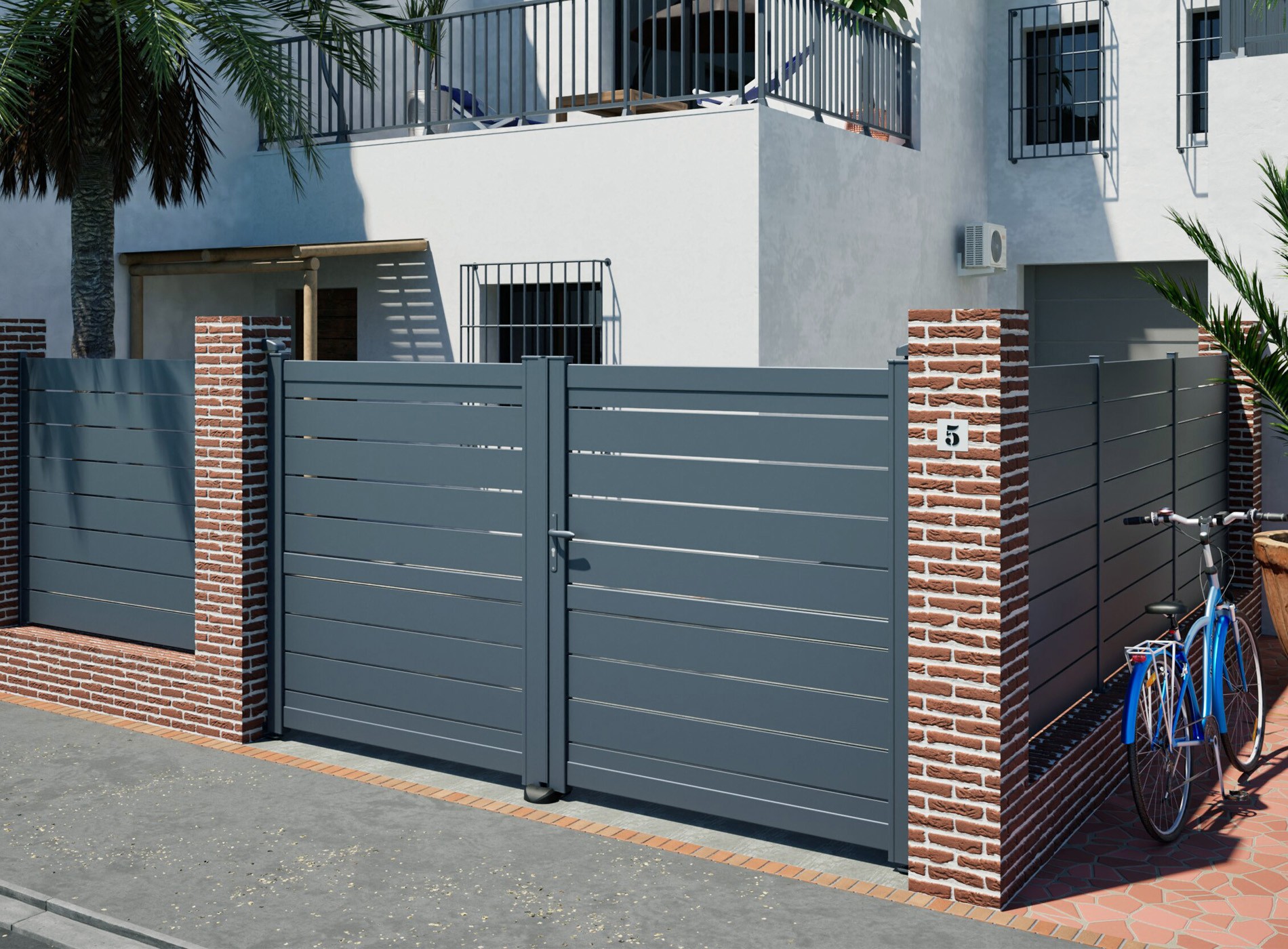 Portillon en aluminium BONO, Gris Zinc 7016