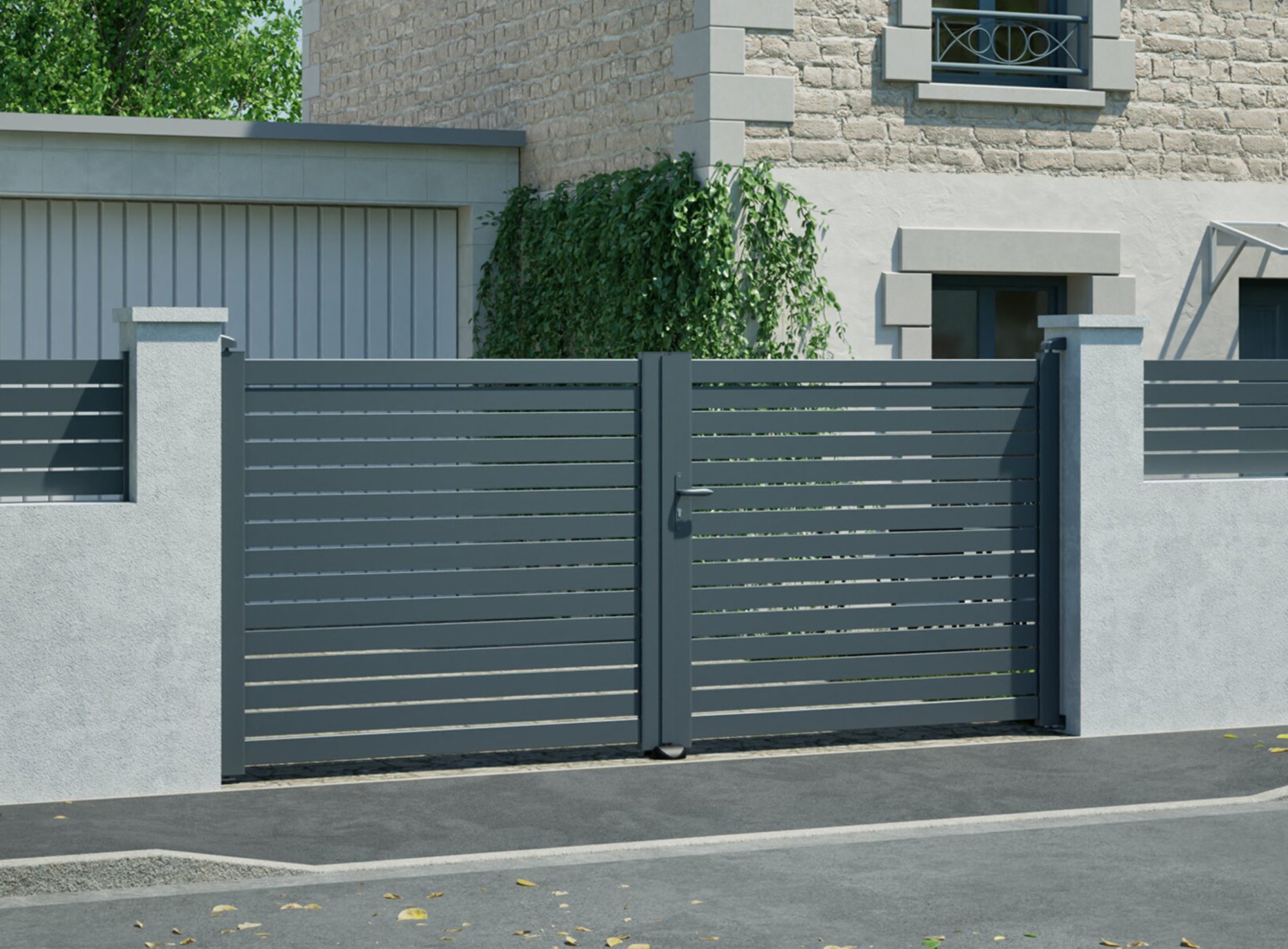 Portail Battant Jax Gris Zinc 7016