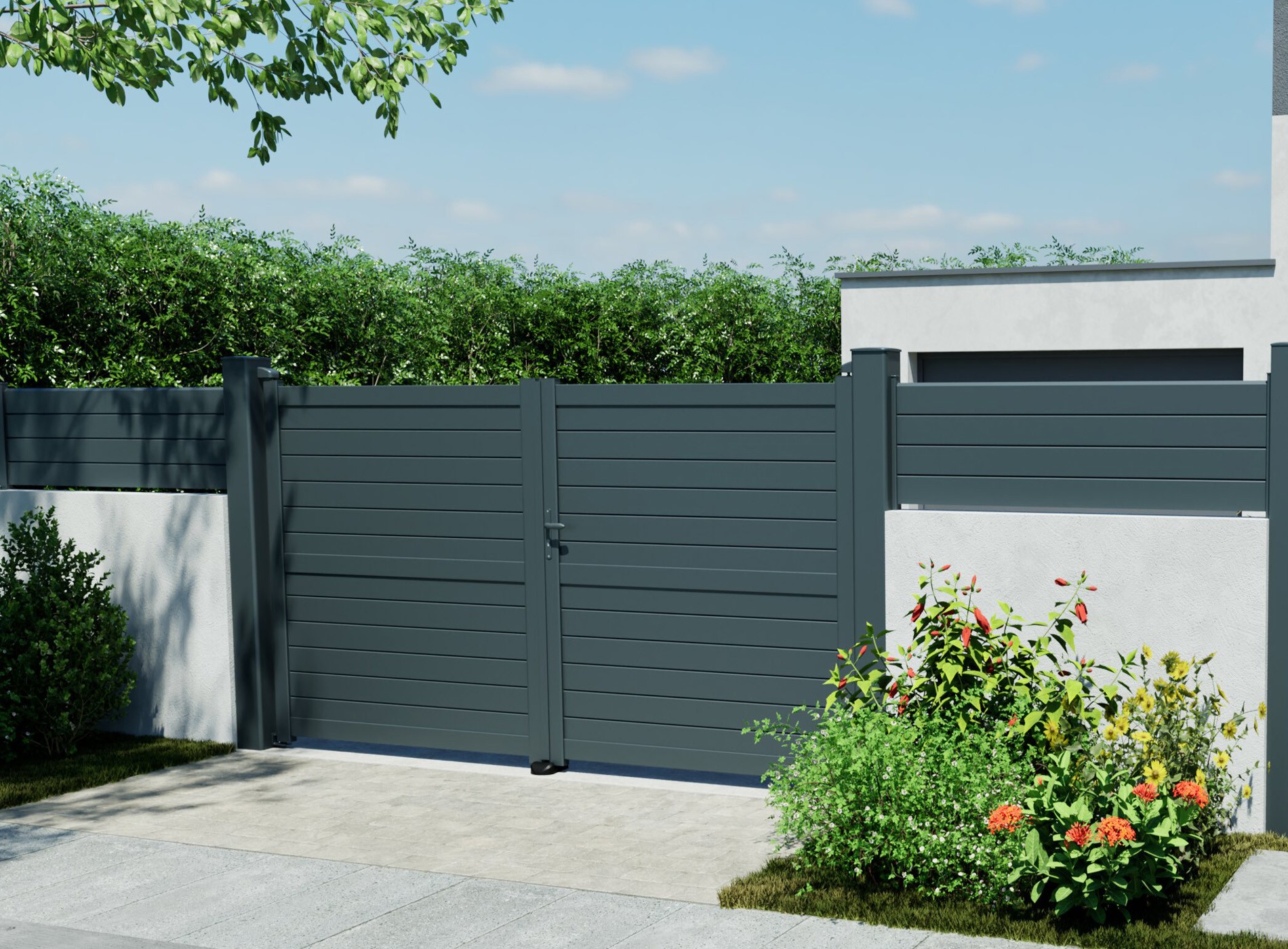 Klos up portail aluminium Cap's battant JYN lames pleines