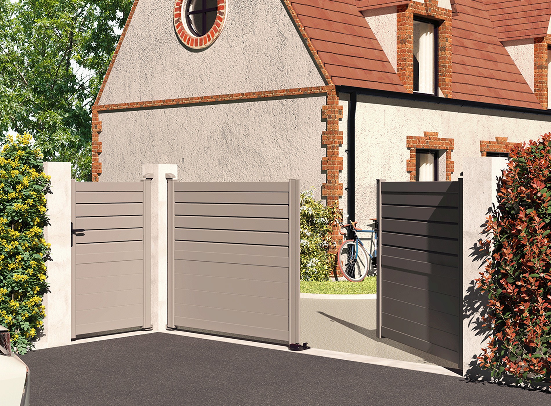 Klos up portail battant Carnac - semi plein 7039 Gris Quartz