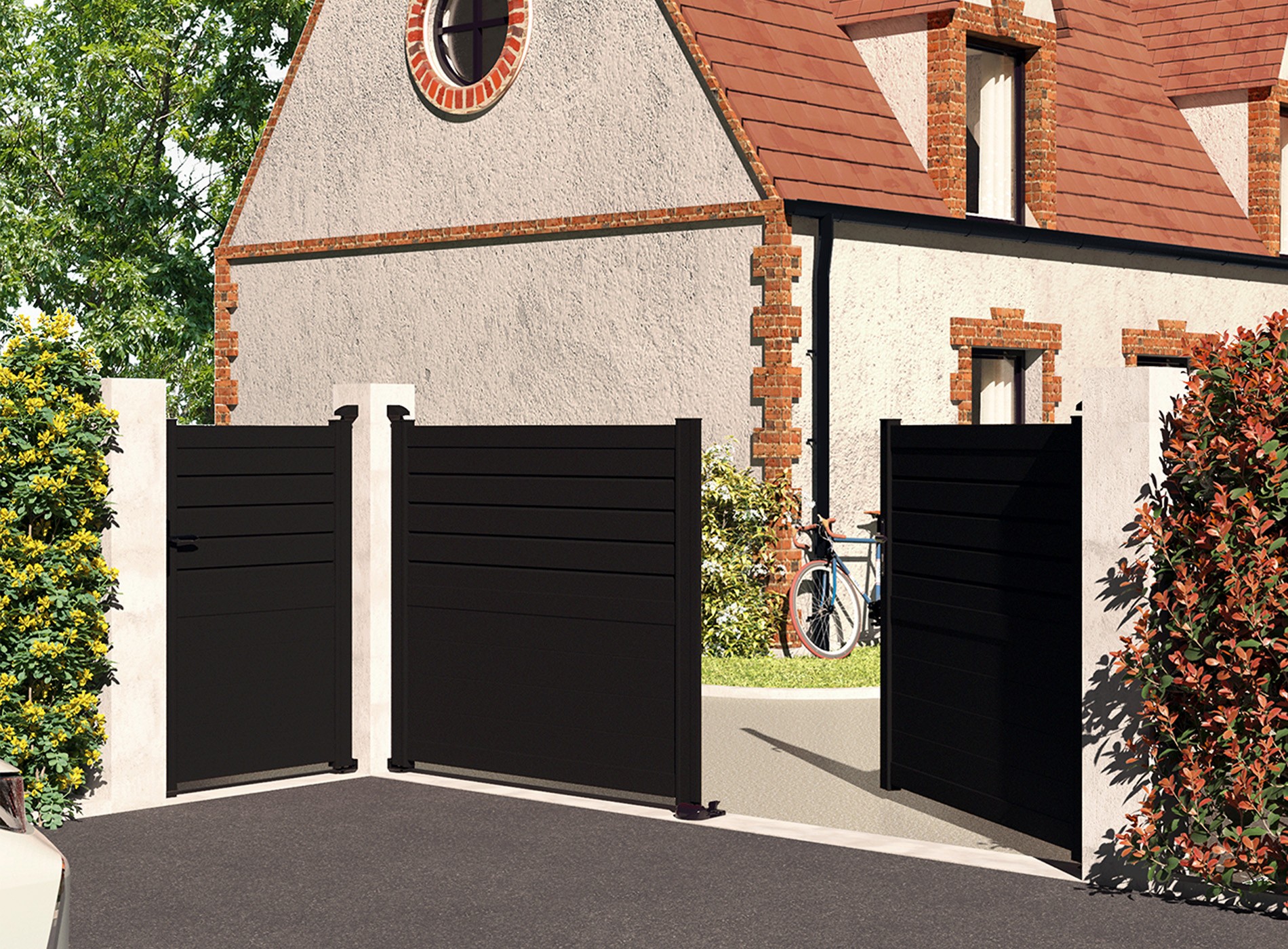 Klos up portail battant Carnac - semi plein Noir 9005