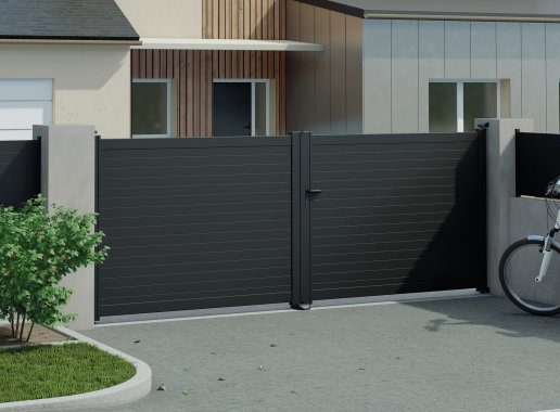 Klos up portail aluminium battant CONCARNEAU lames pleines 90 - Noir 9005