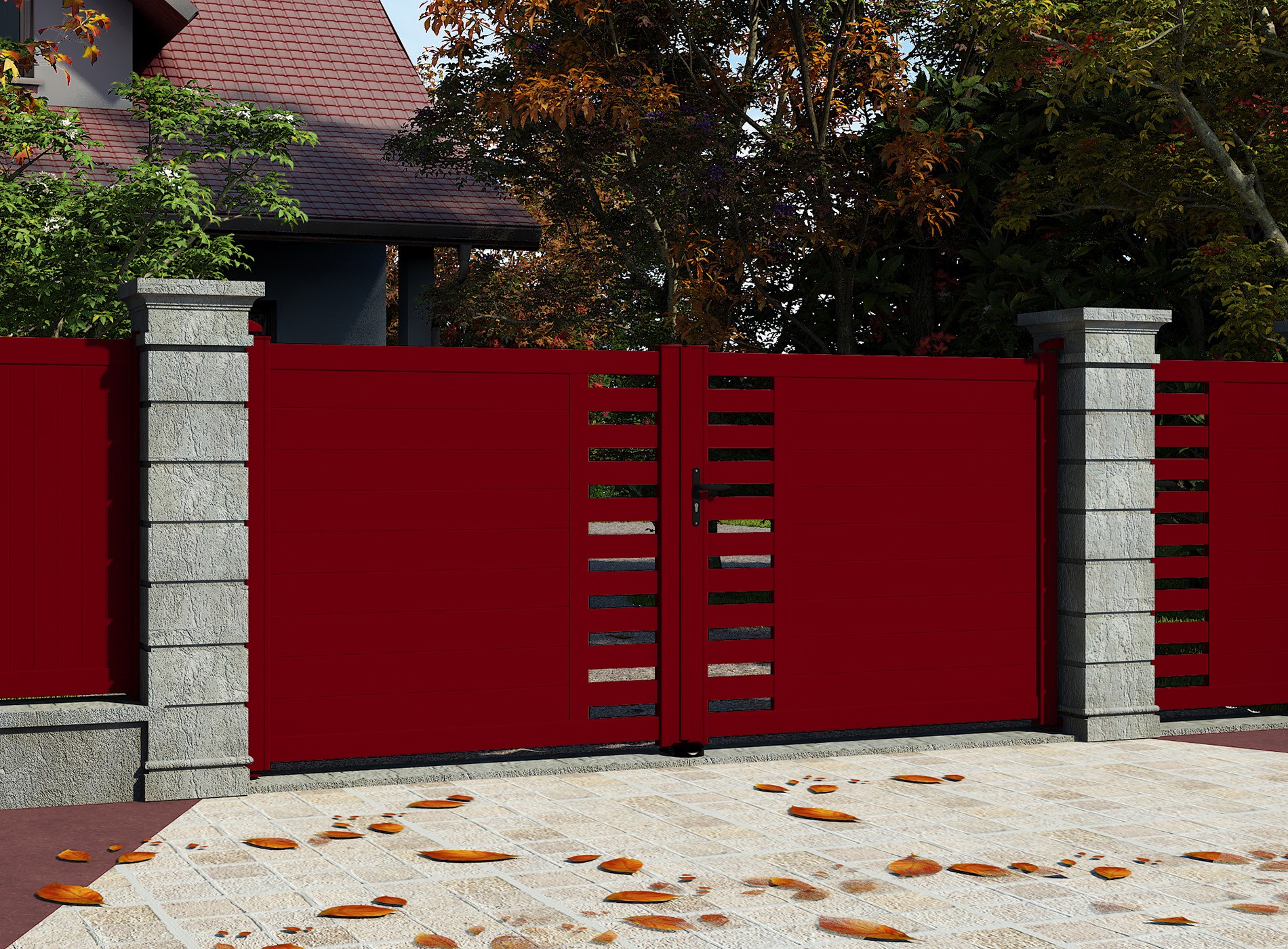 Klos Up Portail battant aluminium GARLAN 3004 Rouge