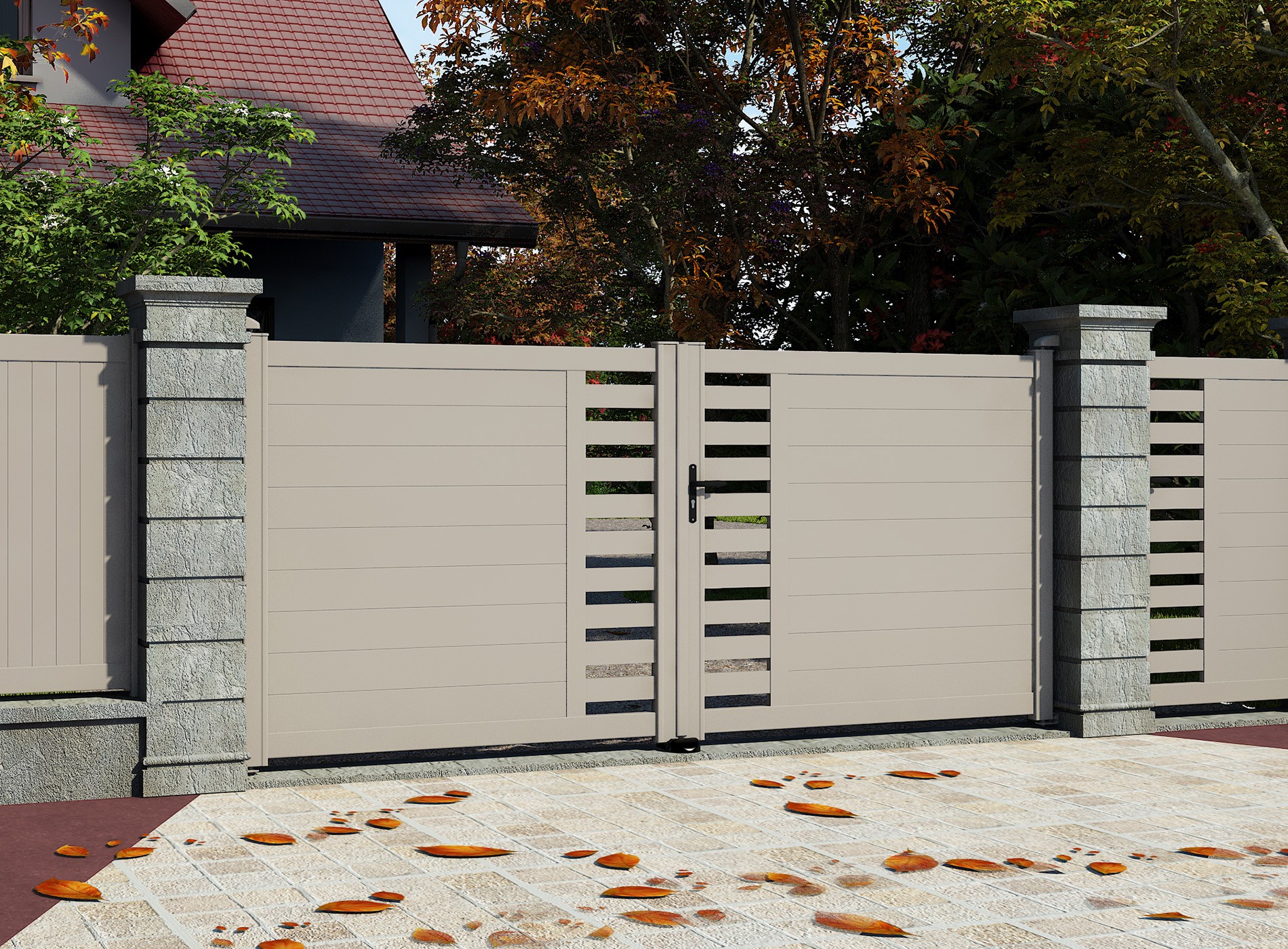 Klos Up Portail battant aluminium GARLAN 7016 Gris Quartz