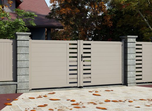 Klos Up Portail battant aluminium GARLAN 7016 Gris Quartz
