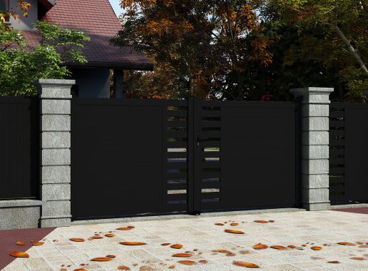 Klos Up Portail battant aluminium GARLAN Noir 9005