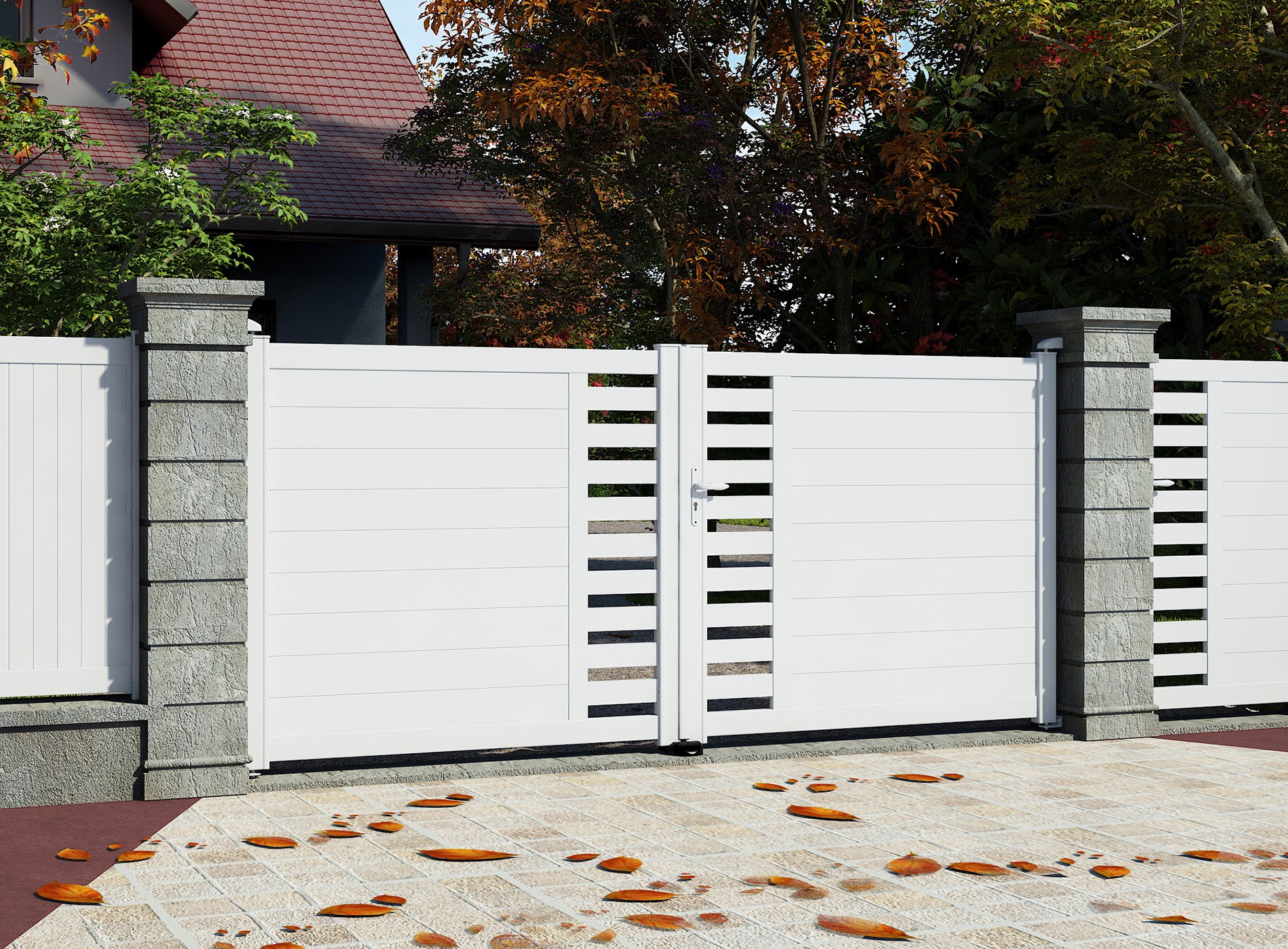 Klos Up Portail battant aluminium GARLAN 9016 Blanc