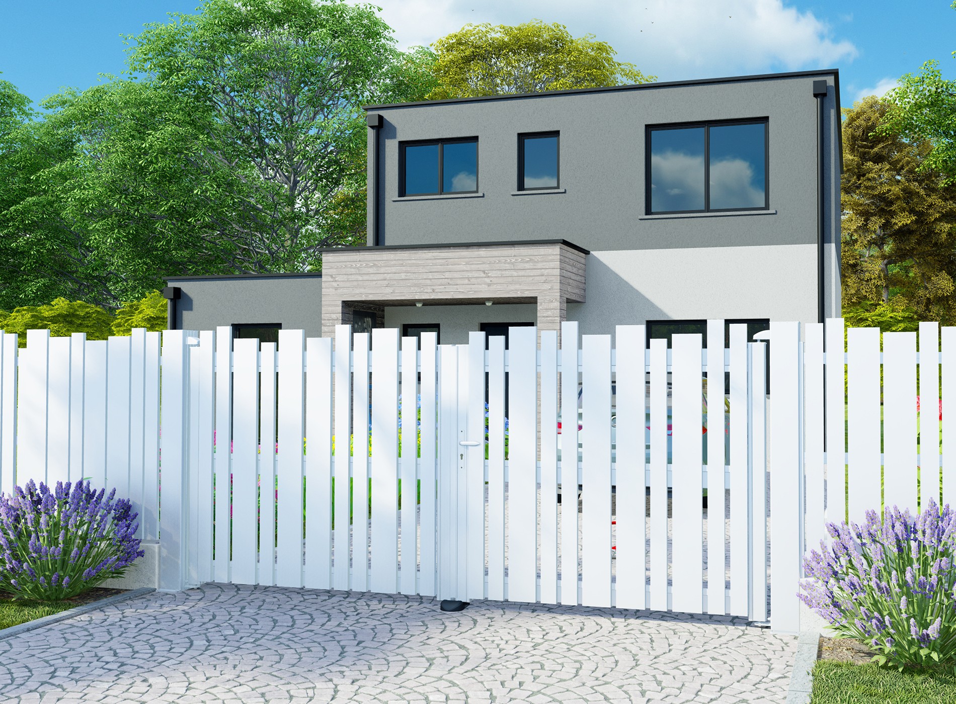 Klos Up Portail aluminium battant LIVIO - 9016 Blanc