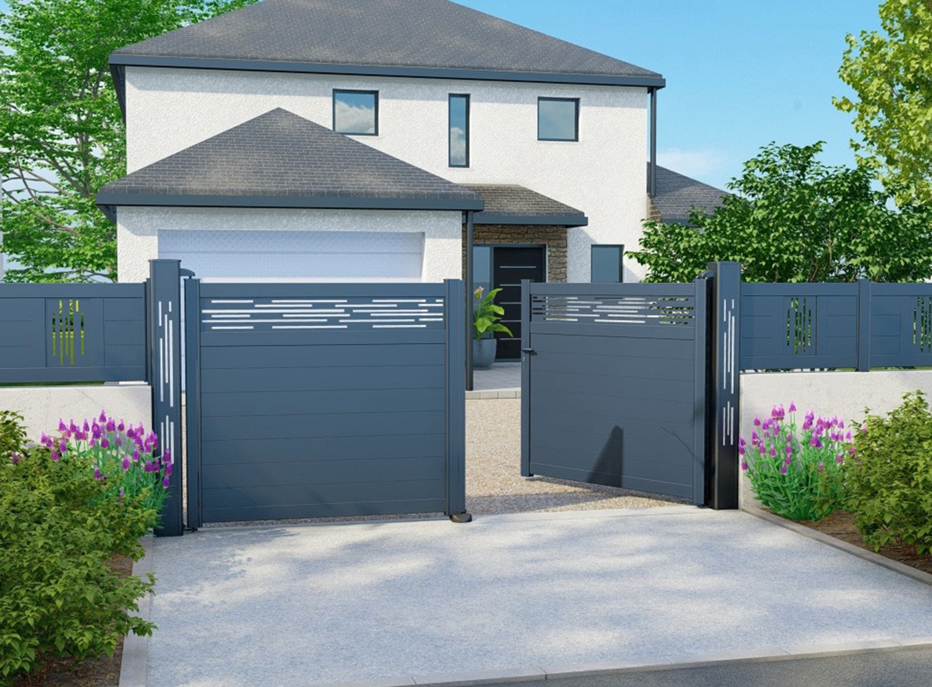 Klos up portail aluminium battant LIGNE horizontal