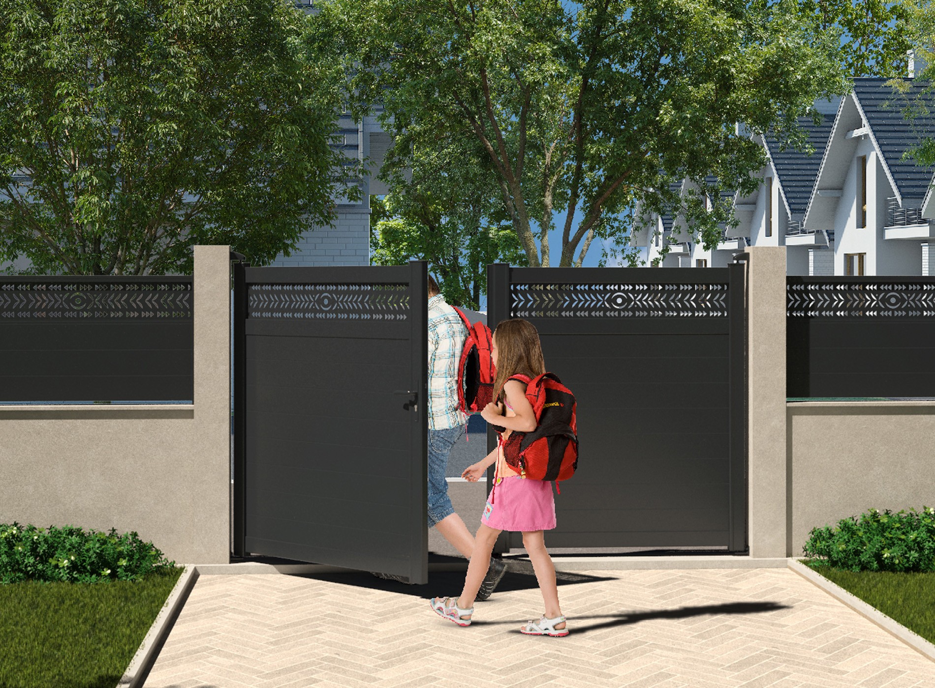 Portail battant MAESA décor horizontal