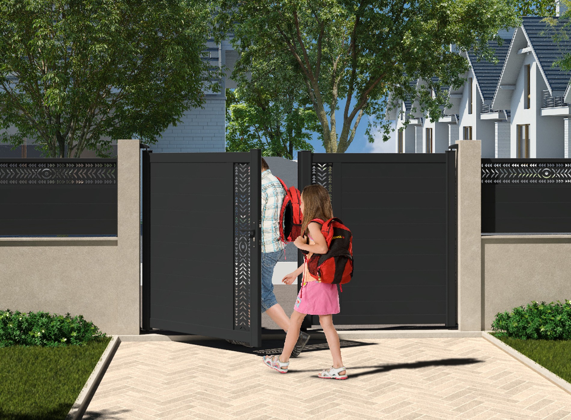 Portail battant MAESA décor vertical