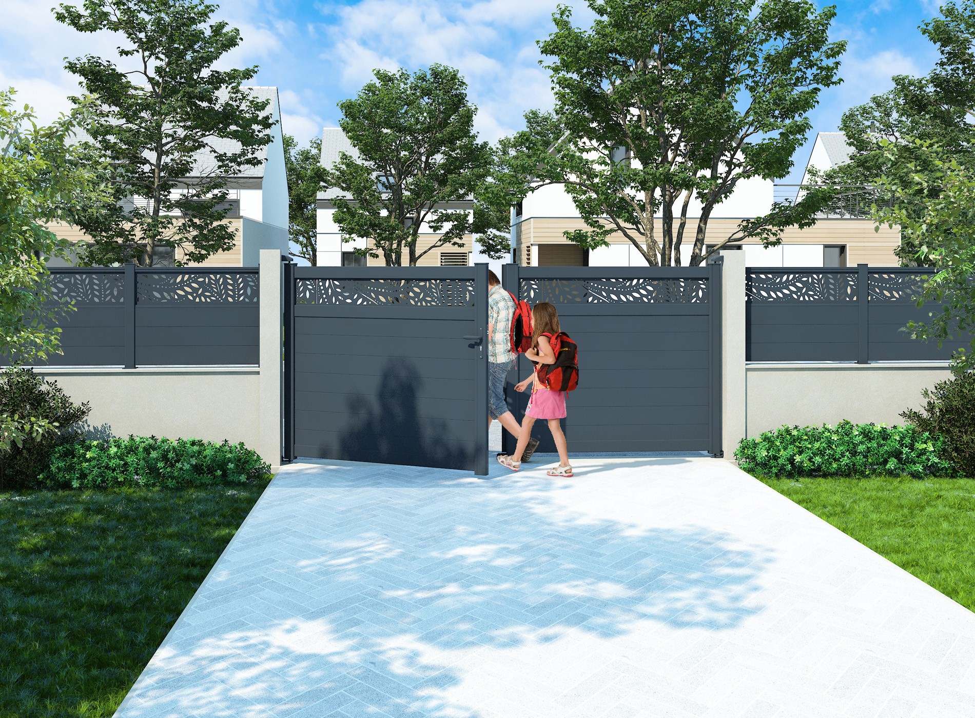 Klos Up portail battant SYLVA horizontal Gris Zinc 7016