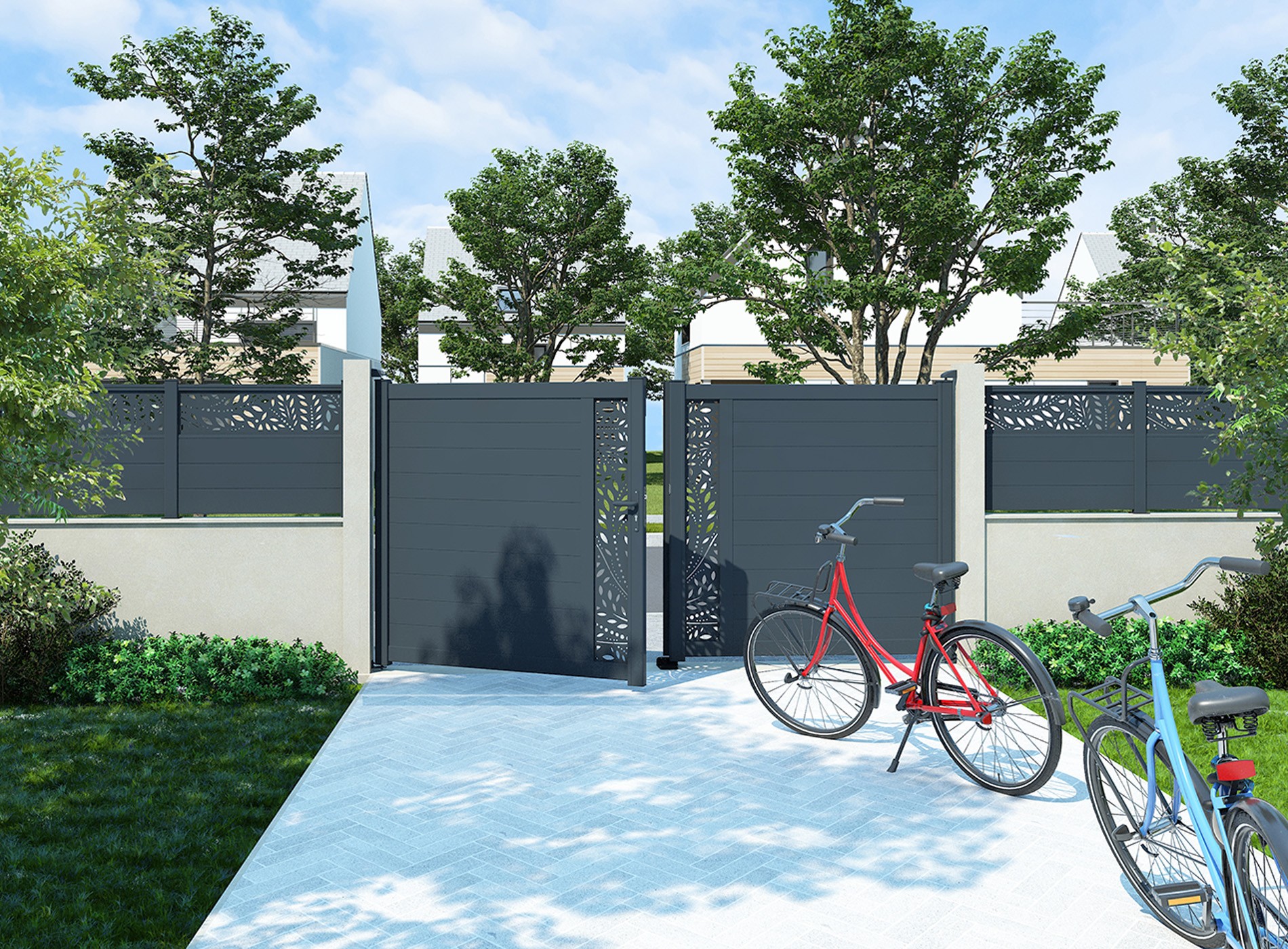 Klos Up portail battant SYLVA vertical Gris Zinc 7016