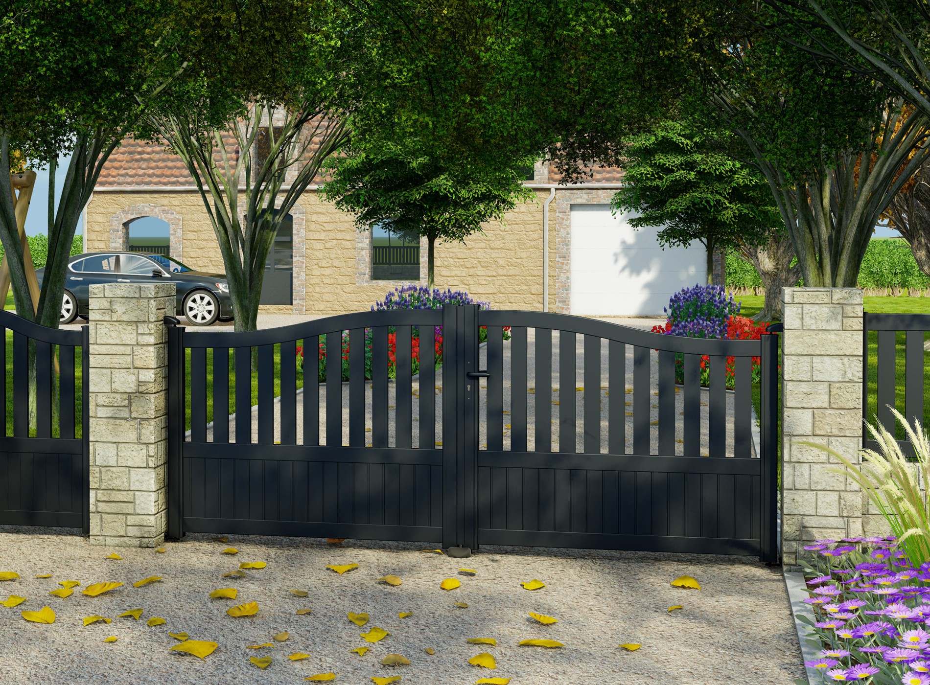 Klos Up Portail aluminium battant MOELLAN - 2100 Noir Sable