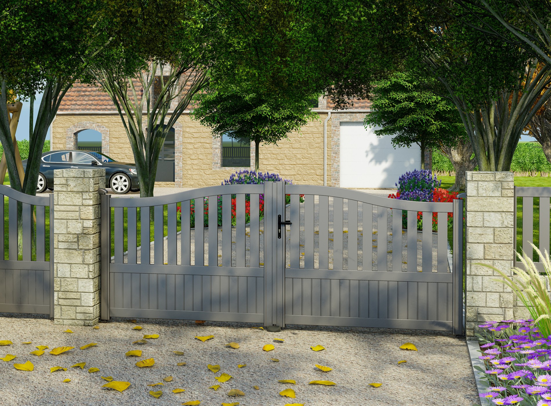 Klos Up Portail aluminium battant MOELLAN - 2900 Gris Sable