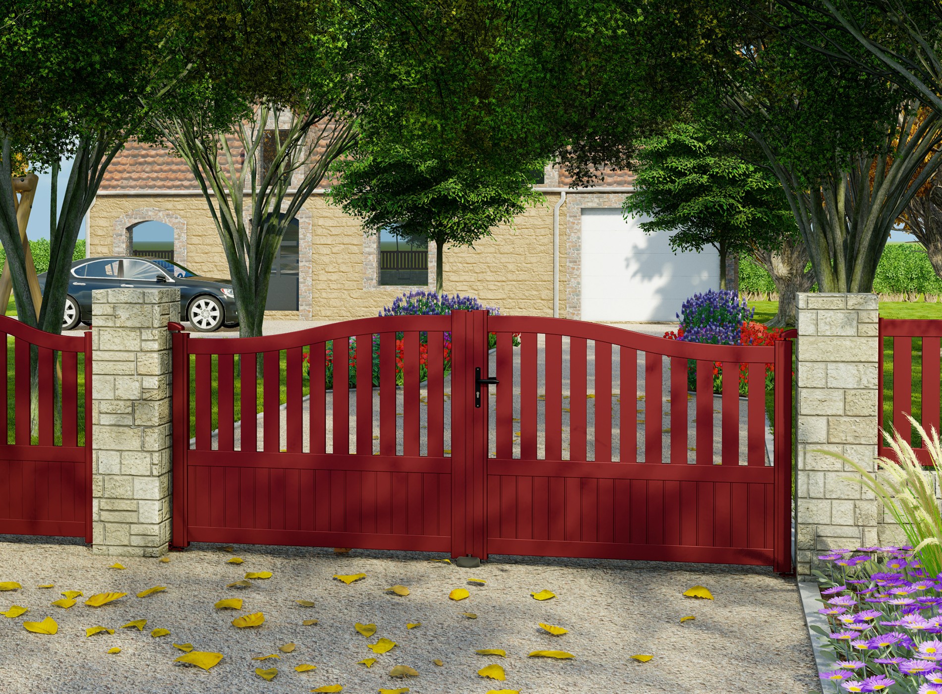 Klos Up Portail aluminium battant MOELLAN - 3004 Rouge