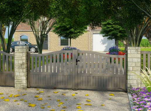 Klos Up Portail aluminium battant MOELLAN - Gris Quartz 7039