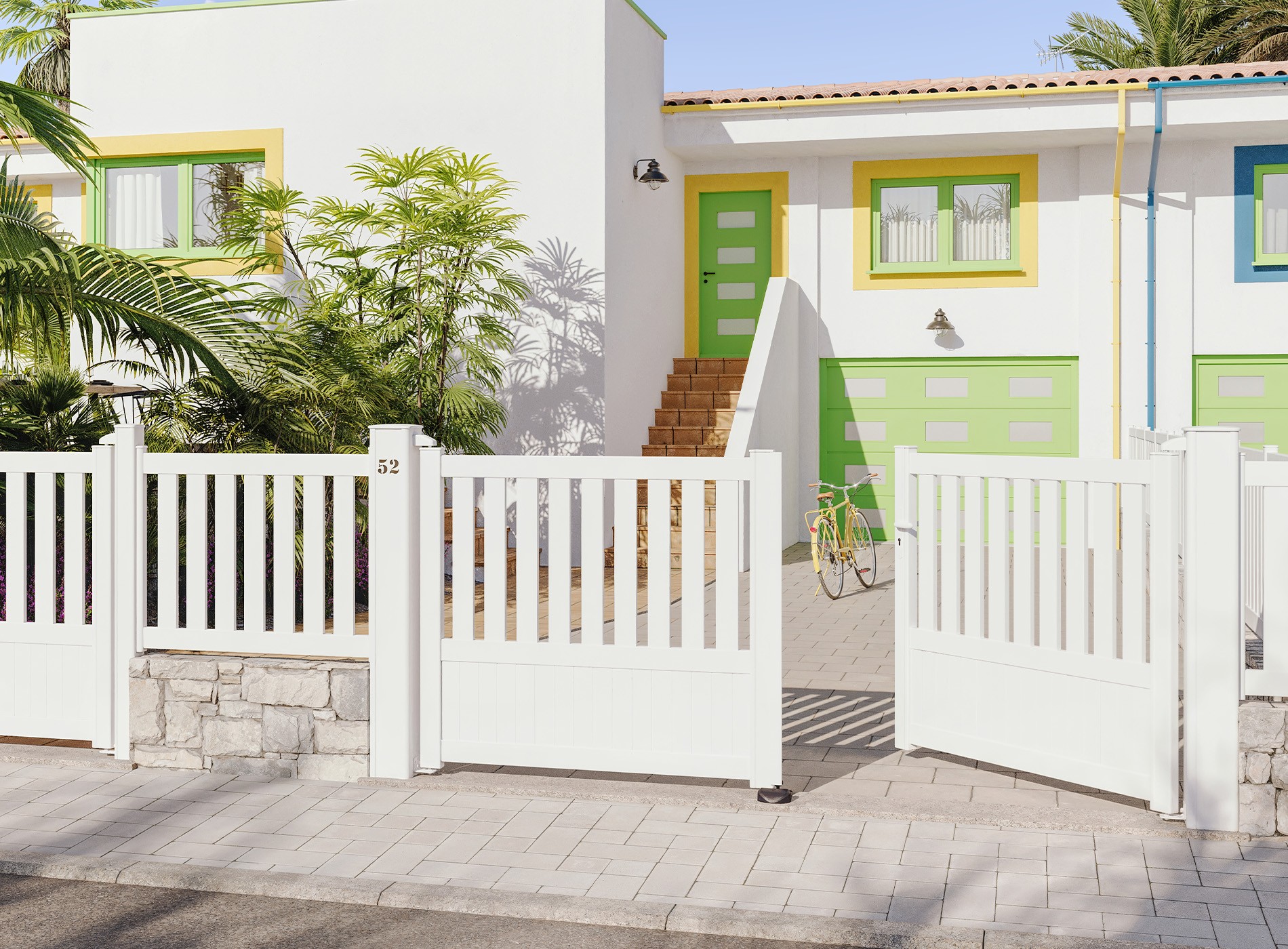 Portail battant PENMARCH, Blanc 9016