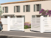 Klos up portail battant aluminium - lame ajourée TREZ - Blanc 9016C