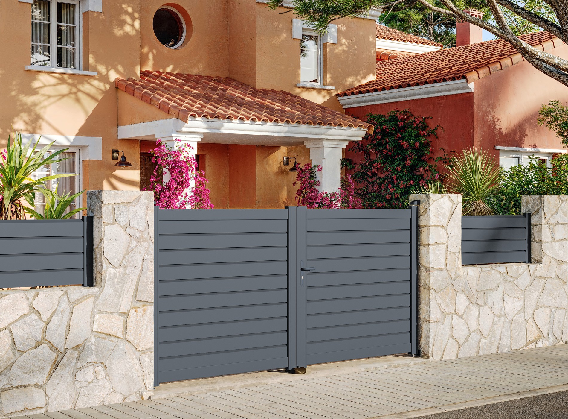 Klos Up portail battant ZEF Gris Zinc 7016