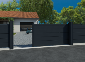Portail coulissant en aluminium ALIZ, Gris Zinc 7016