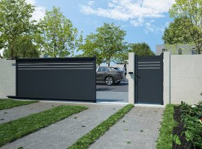 Klos Up portail coulissant en aluminium BABORD Gris Zinc 7016