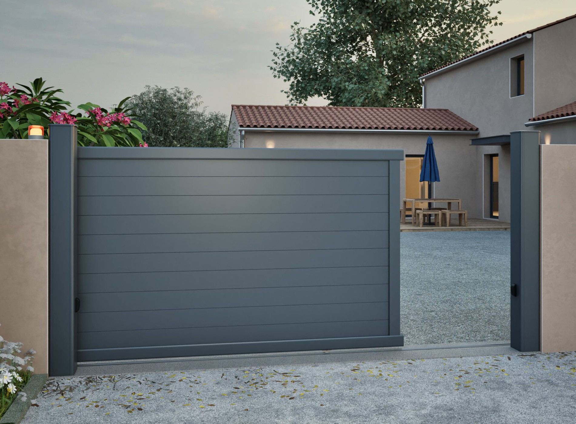 Portail Coulissant JOY Gris Zinc 7016