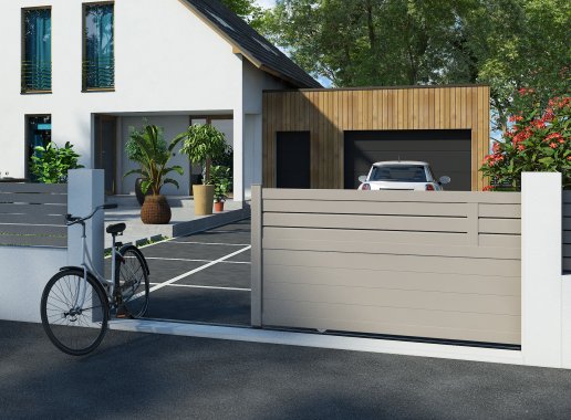 Klos Up portail aluminium coulissant CARO - Gris Quartz 7039