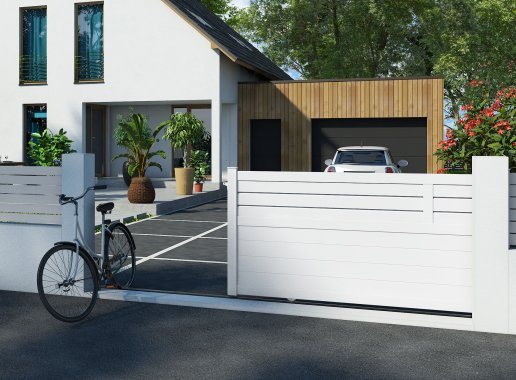 Klos Up portail aluminium coulissant CARO - Blanc 9016