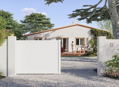 Portail coulissant en aluminium CONCARNEAU, blanc 9016