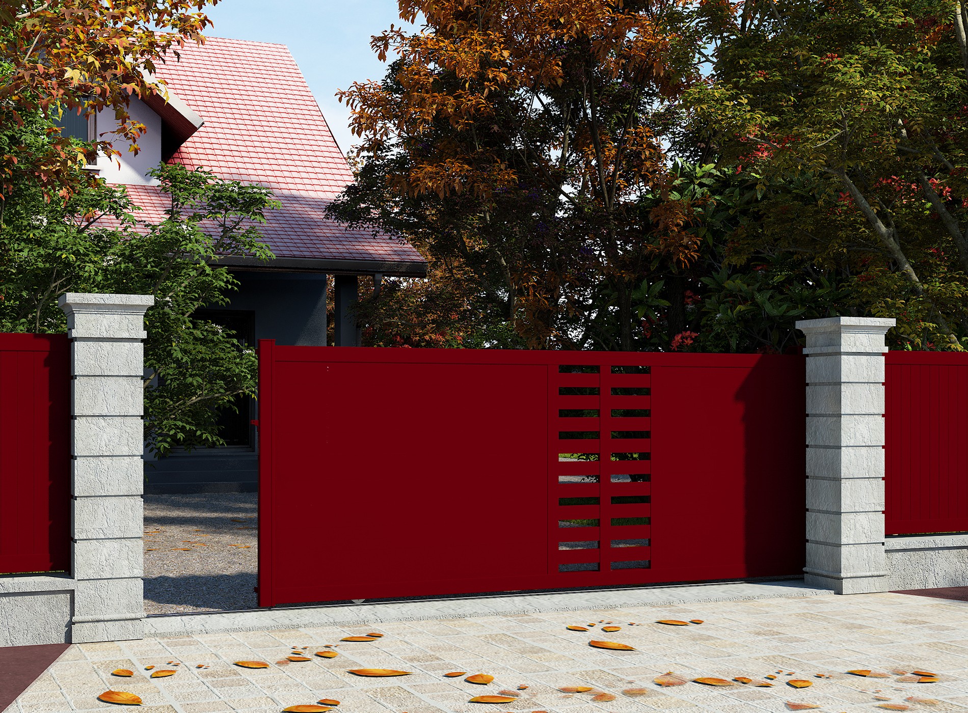 Klos Up Portail coulissant aluminium GARLAN Rouge 3004