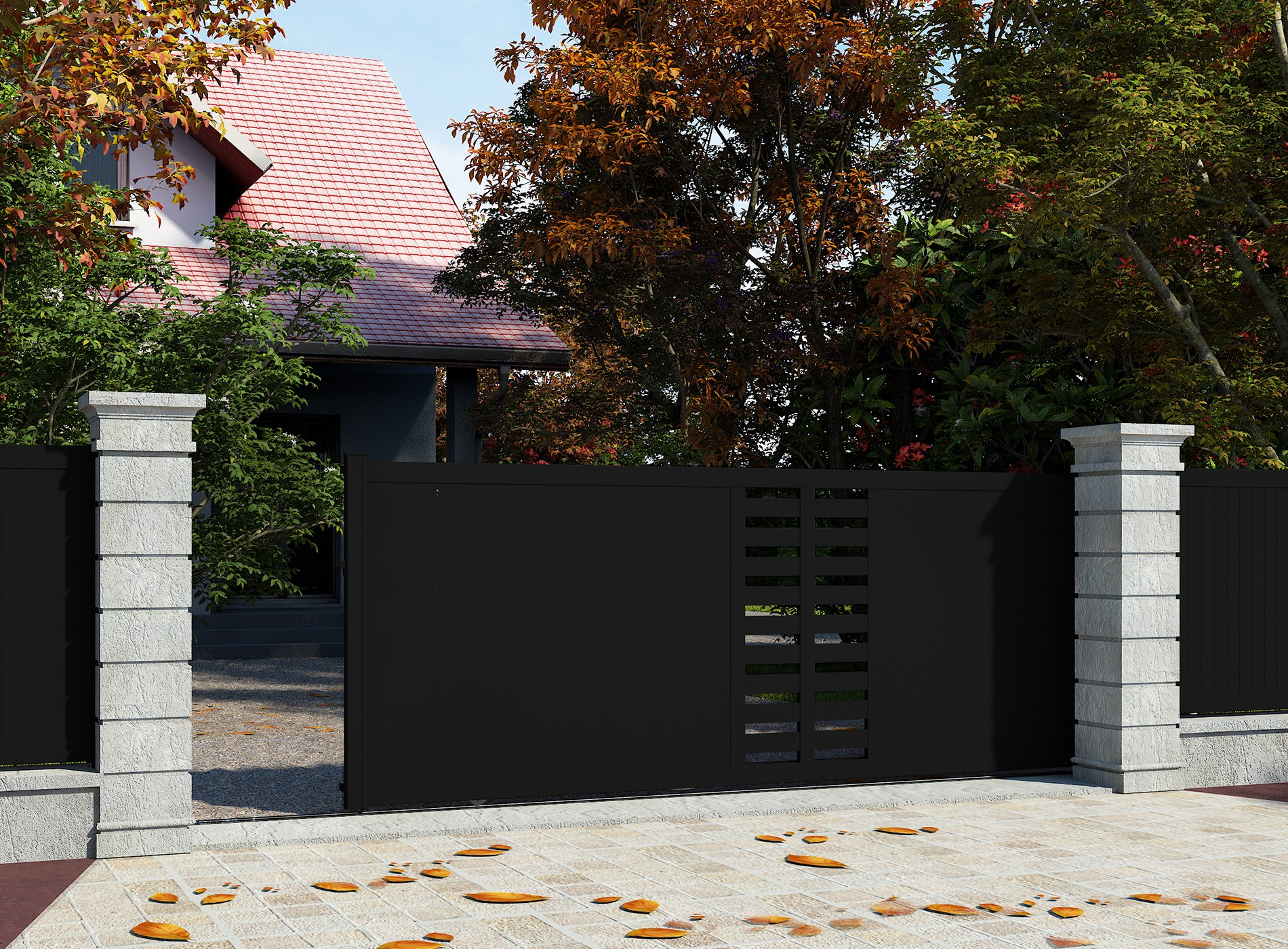 Klos Up Portail coulissant aluminium GARLAN Noir 9005