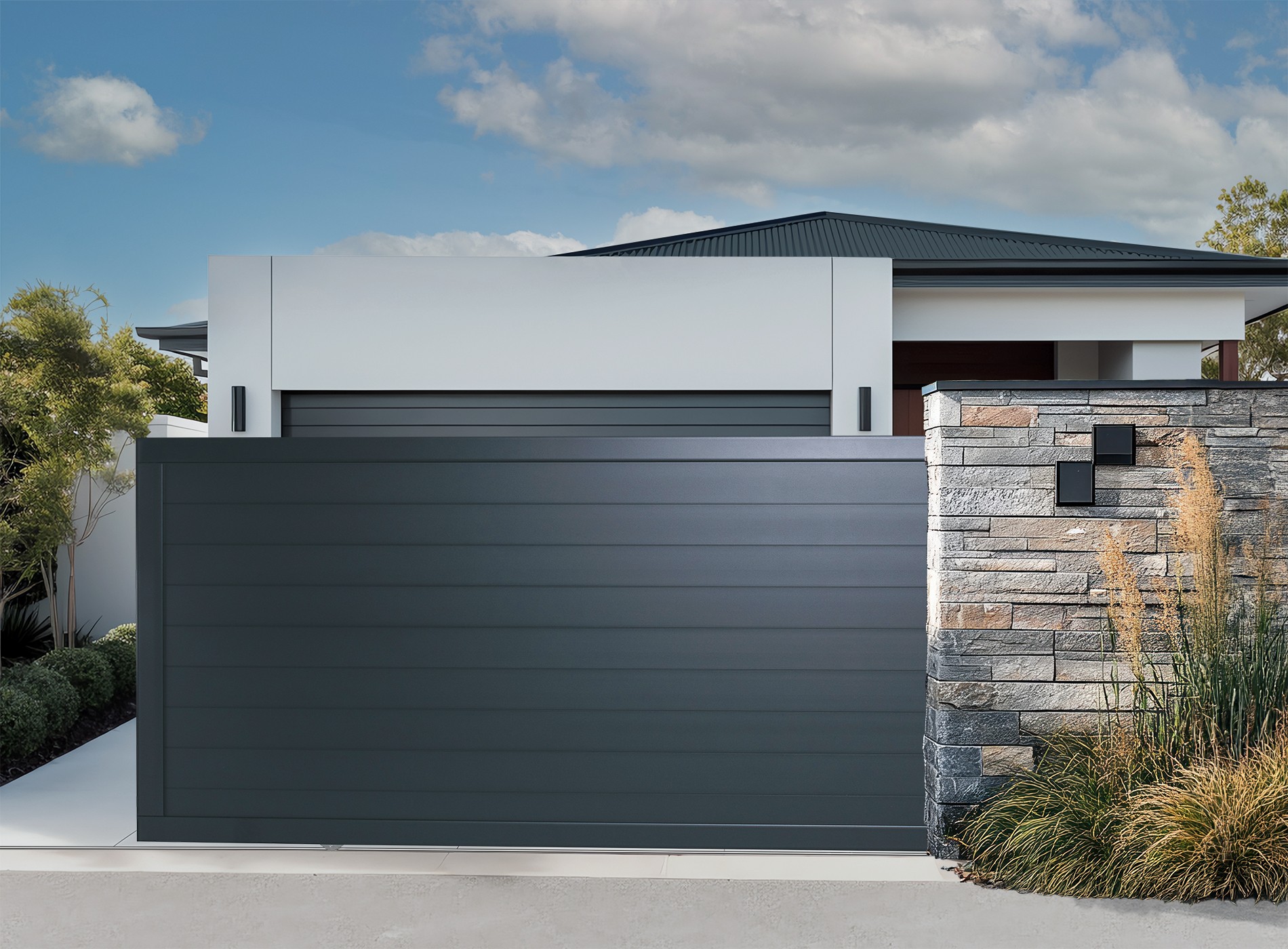 Pack coulissant JOY 3560 x 1505 en Gris Zinc moteur inclus