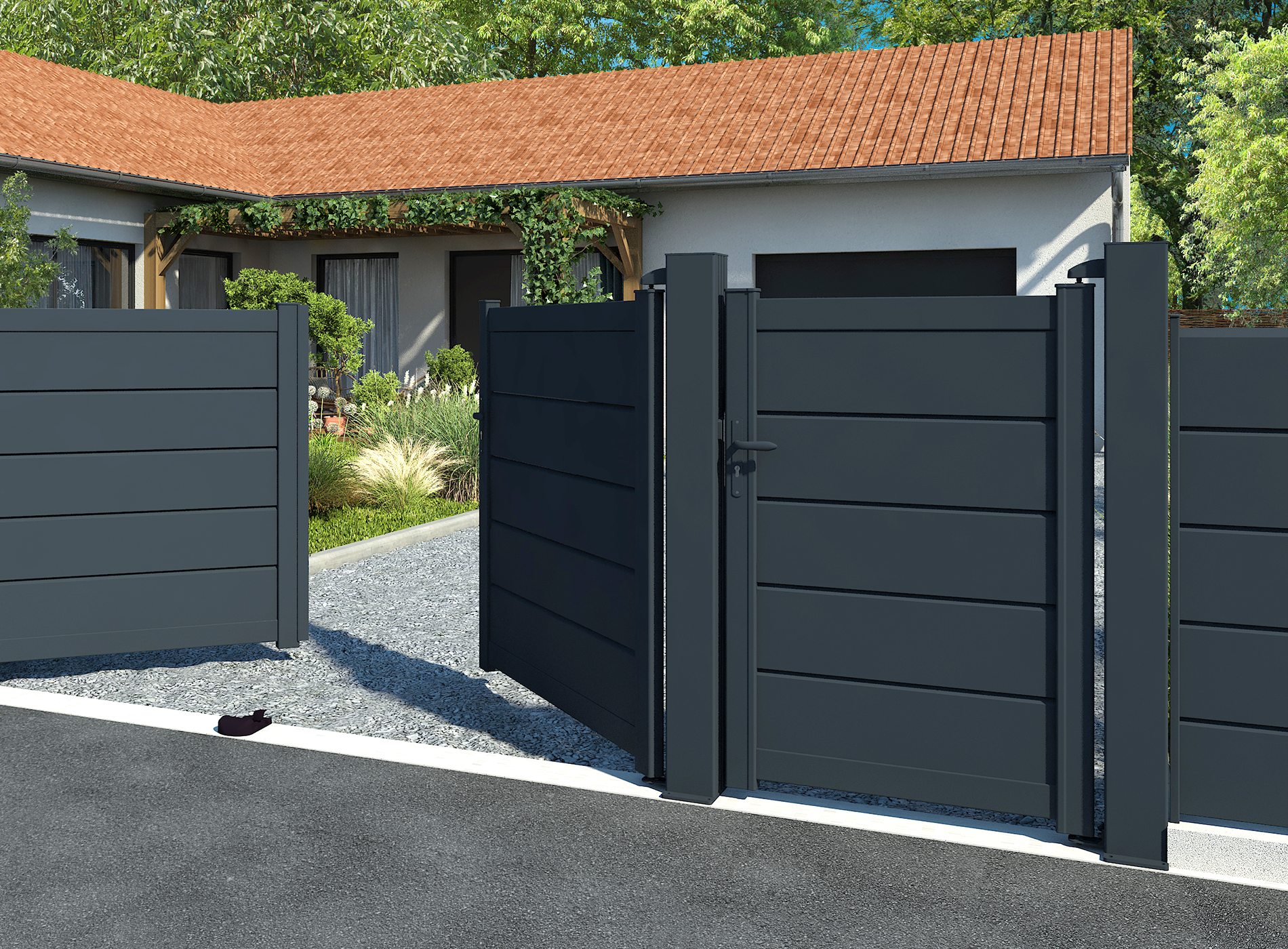 Portillon en aluminium ALIZ, gris zinc 7016