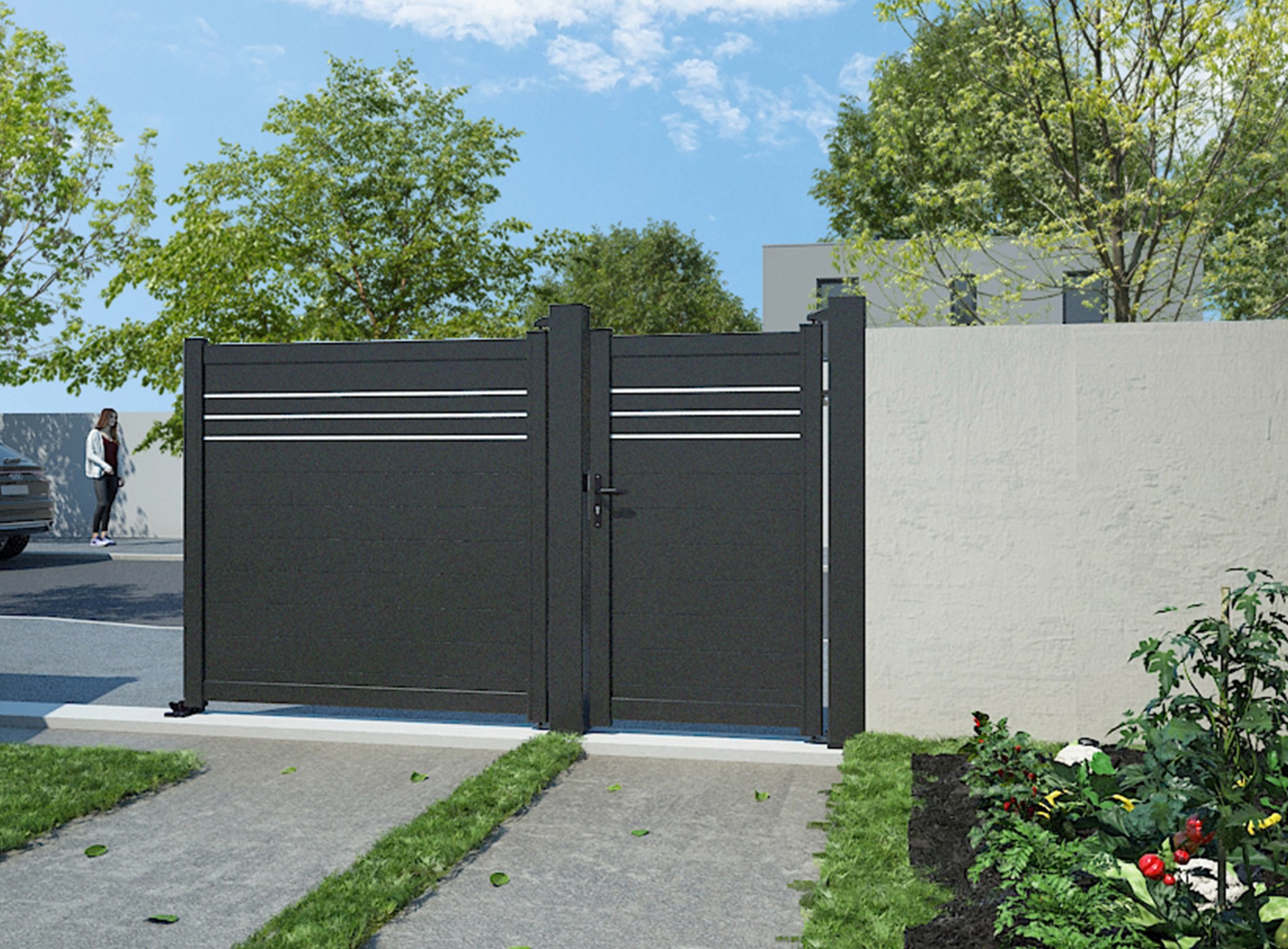 Klos up portillon aluminium  Babord - Noir Sable 2100S