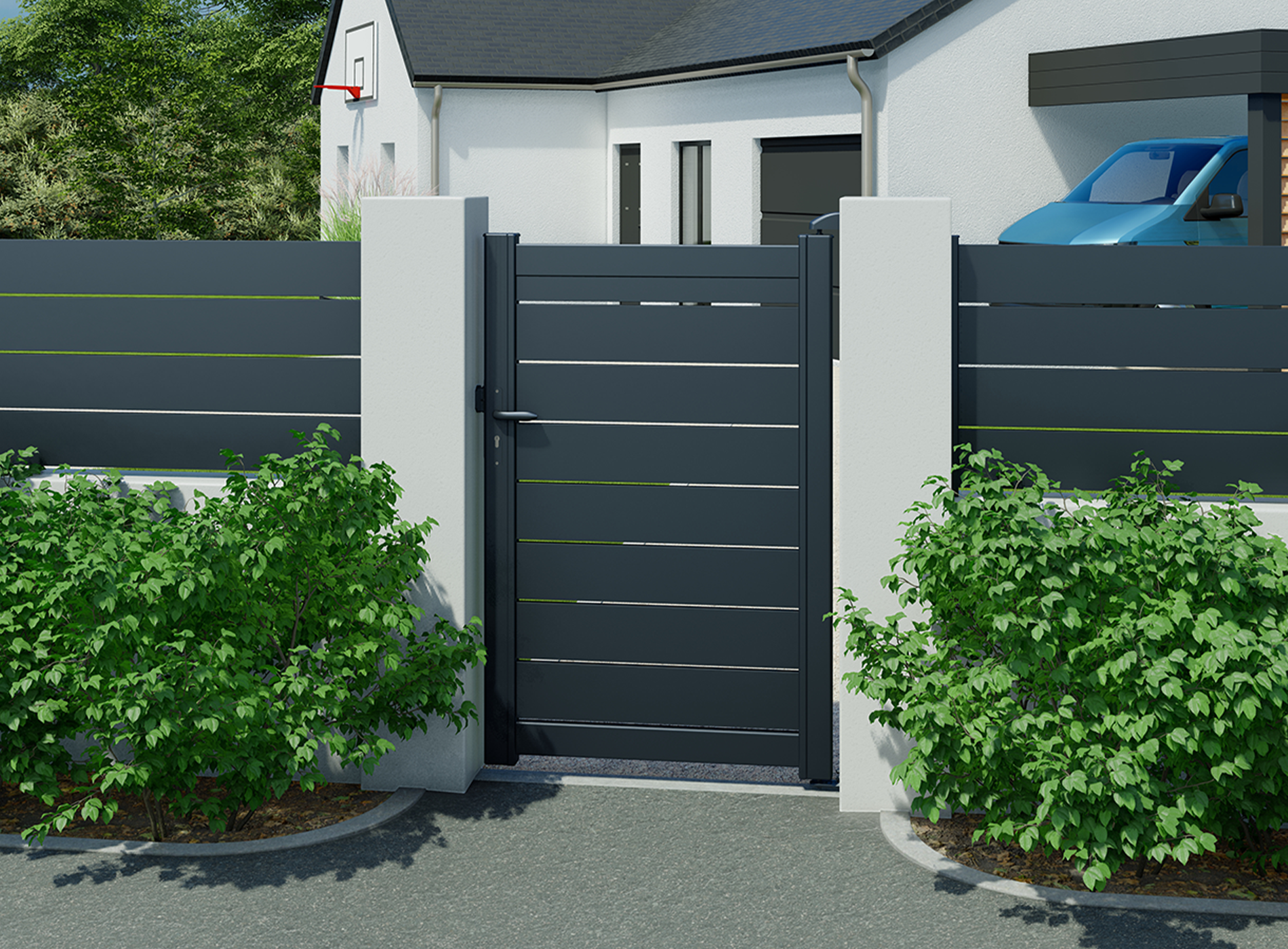 Portillon BONO aluminium Gris Zinc 7016