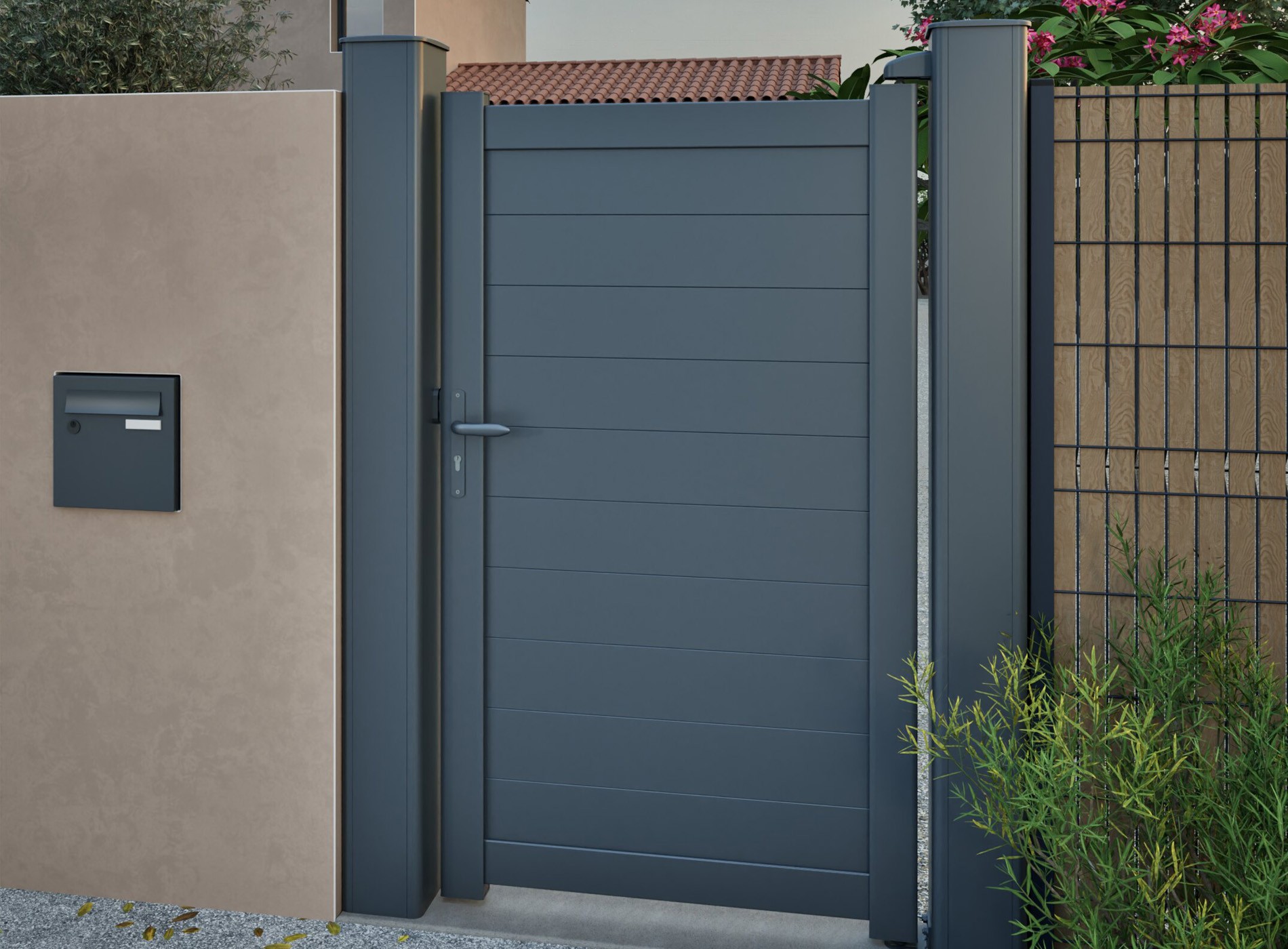 Portillon lames pleines JOY Gris Zinc 7016