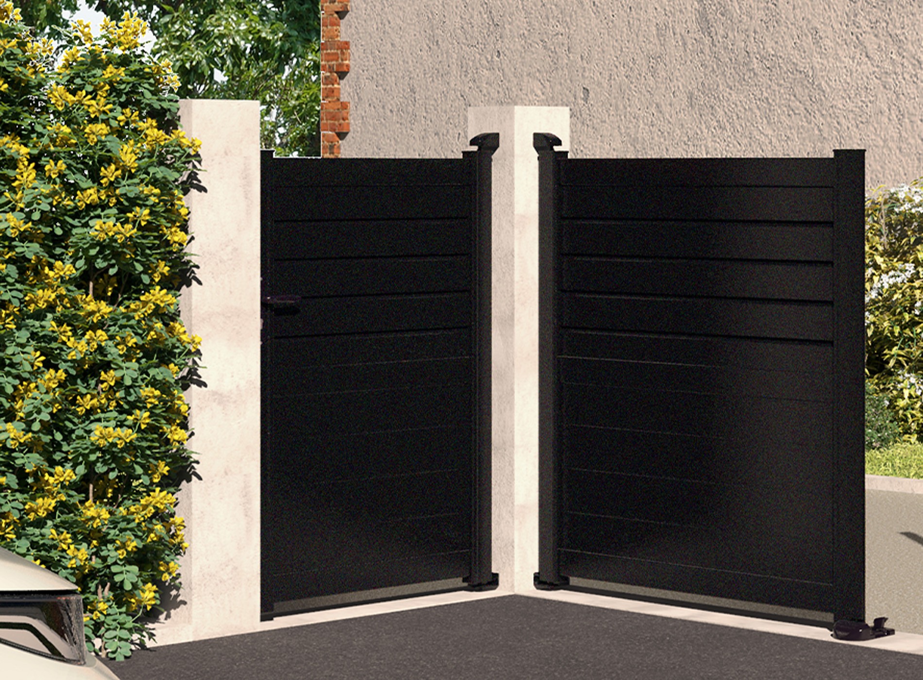 Klos Up Portillon CARNAC lames pleines et persienne - Noir Sablé 2100