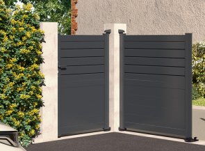 Klos Up Portillon aluminium CARNAC  lames pleines et persiennes Gris Zinc 7016