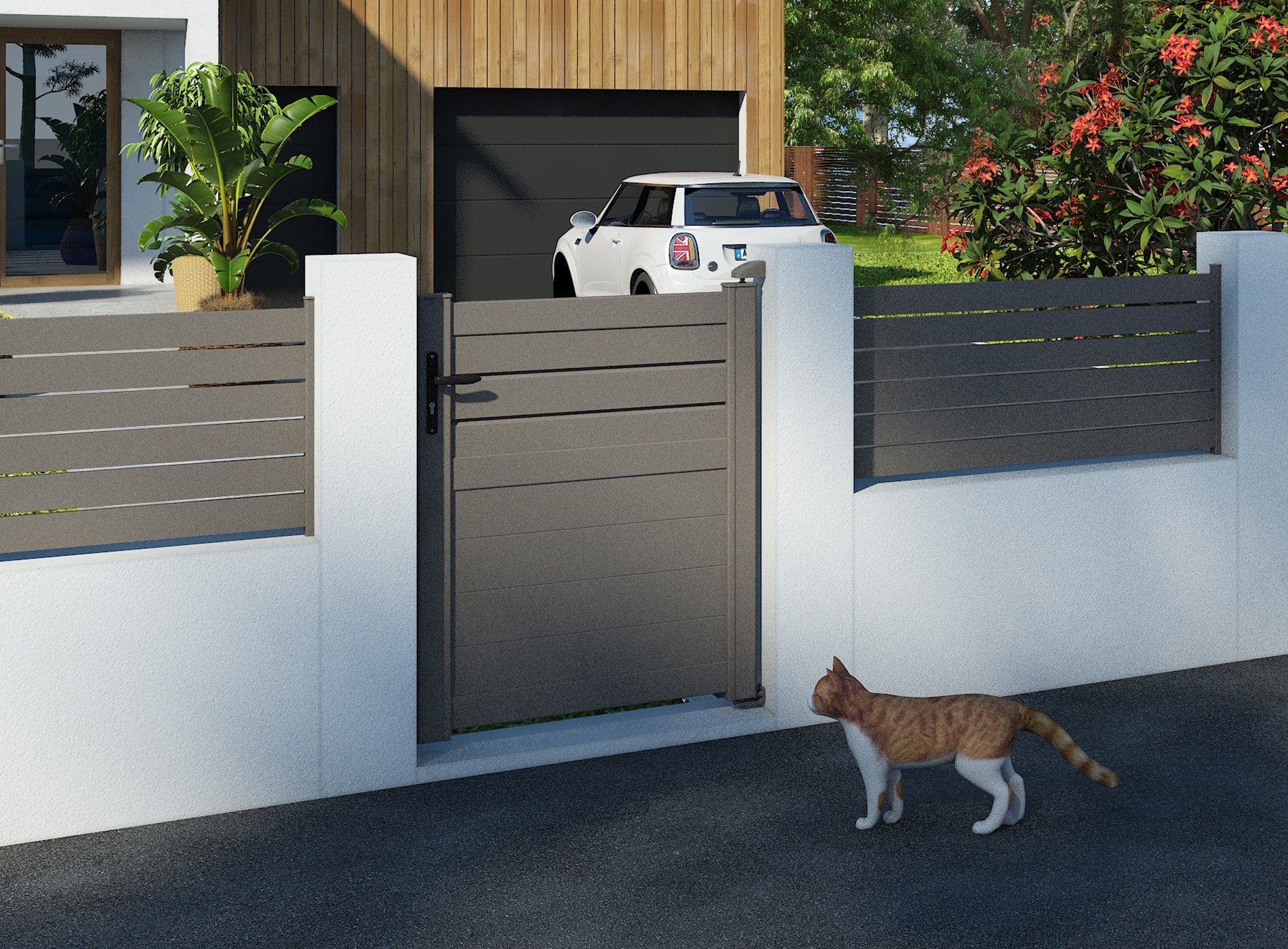 Klos Up Portillon aluminium CARO - Gris Sable 2900