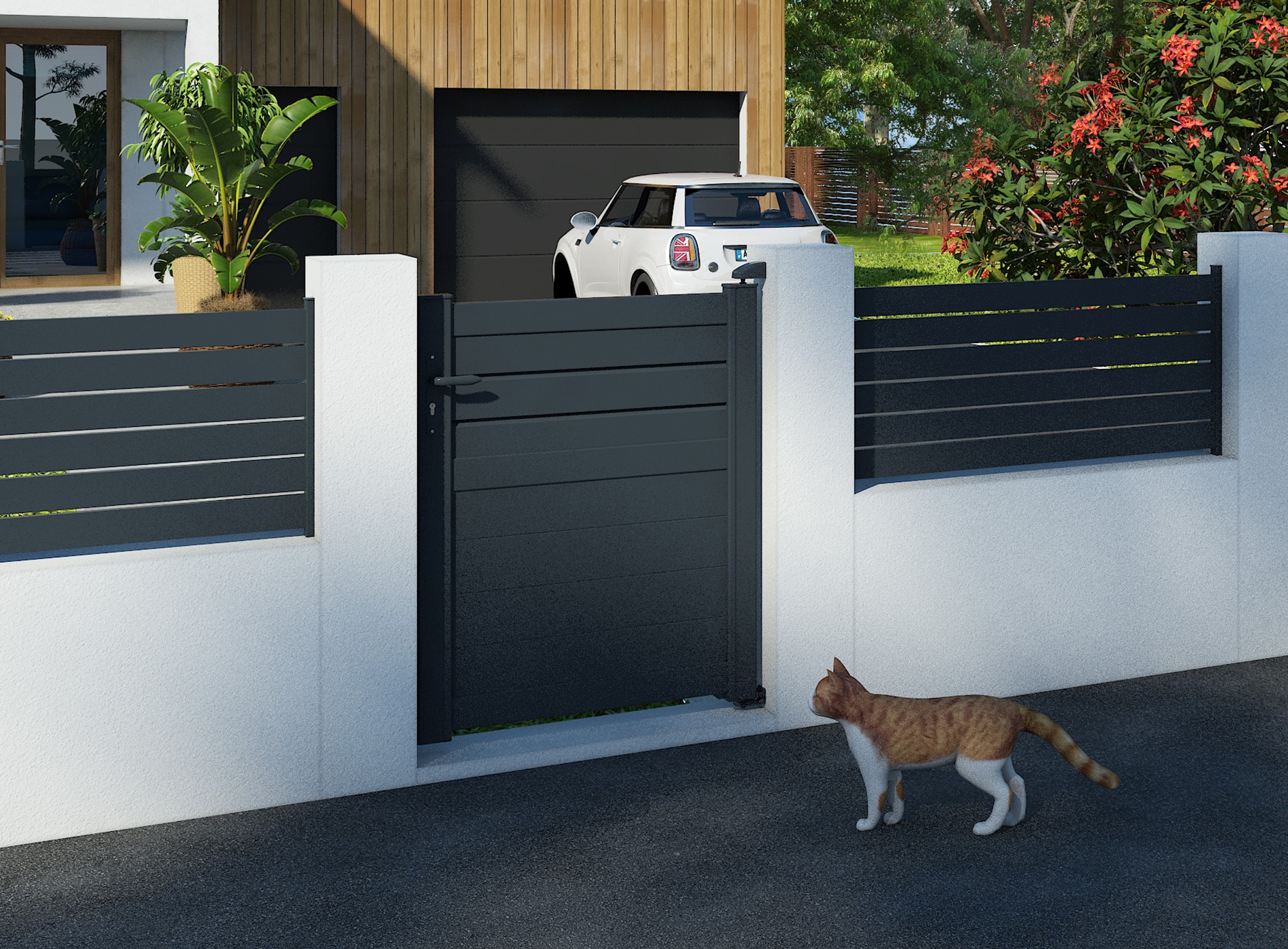 Klos Up Portillon aluminium CARO - Gris Zinc 7016