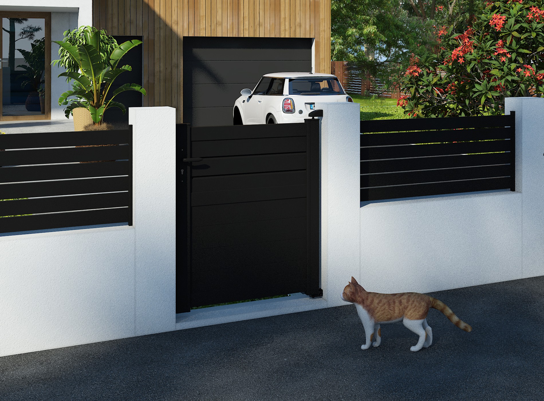 Klos Up Portillon aluminium CARO - Noir 9005