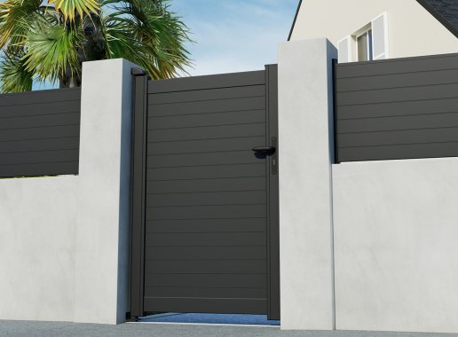 Portillon en aluminium CONCARNEAU, noir sablé 2100