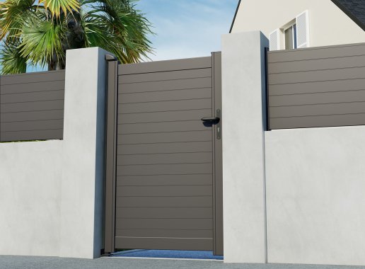 Portillon en aluminium CONCARNEAU, gris sablé 2900