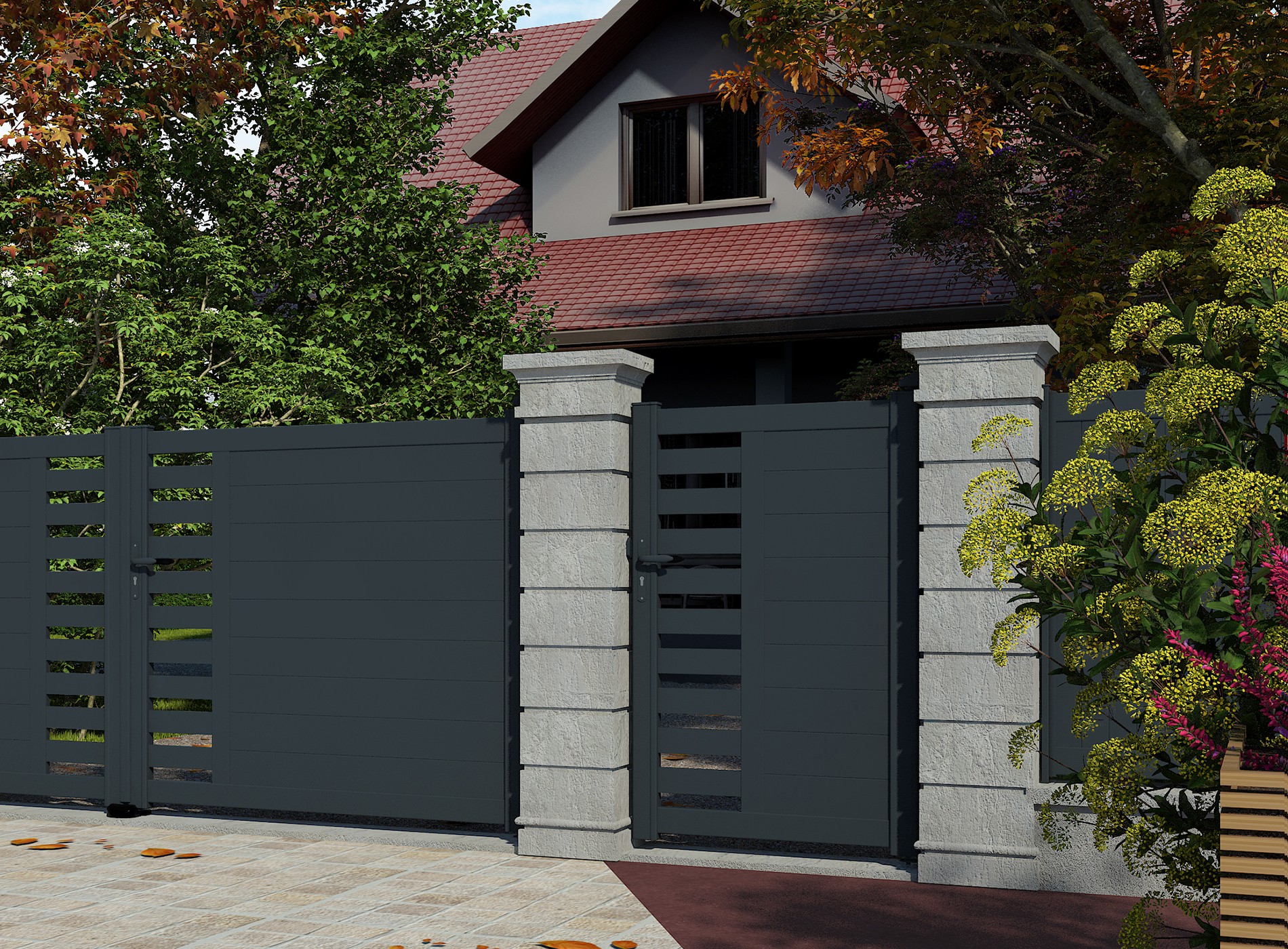 Klos up portillon aluminium GARLAN - Gris Zinc 7016