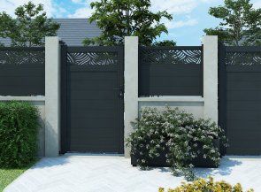 Portillon en aluminium décor PALM horizontal , gris zinc 7016