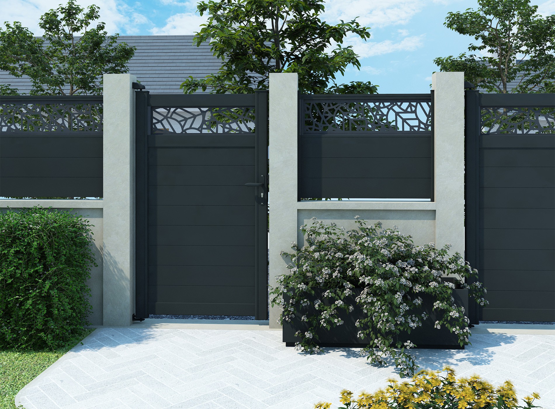 Klos Up portillon TEK décor horizontal 2100 Noir Sable