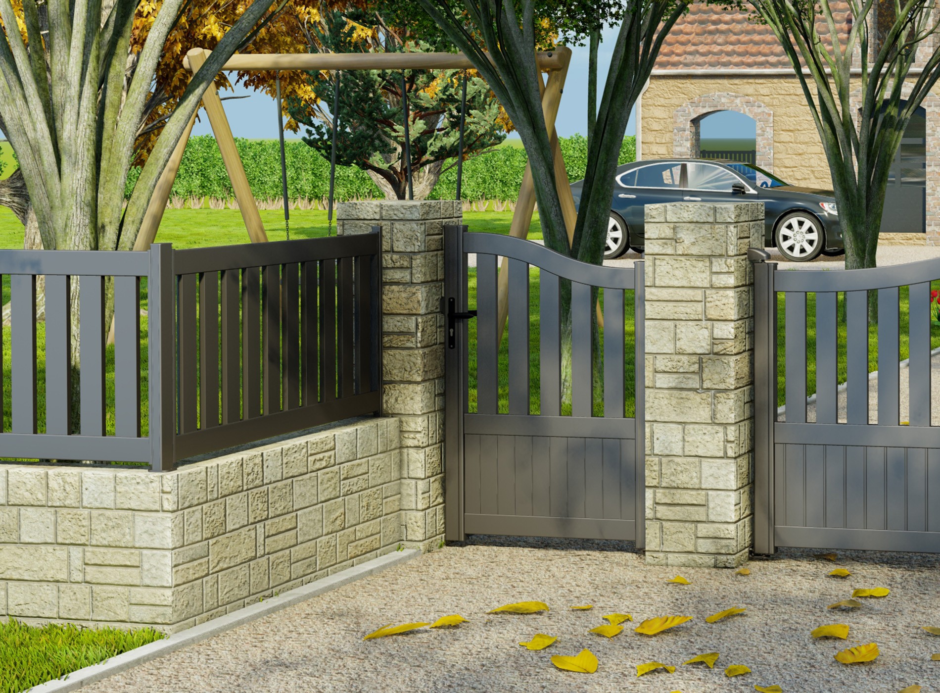 Klos Up portillon aluminium MOELLAN - 2900 Gris Sable