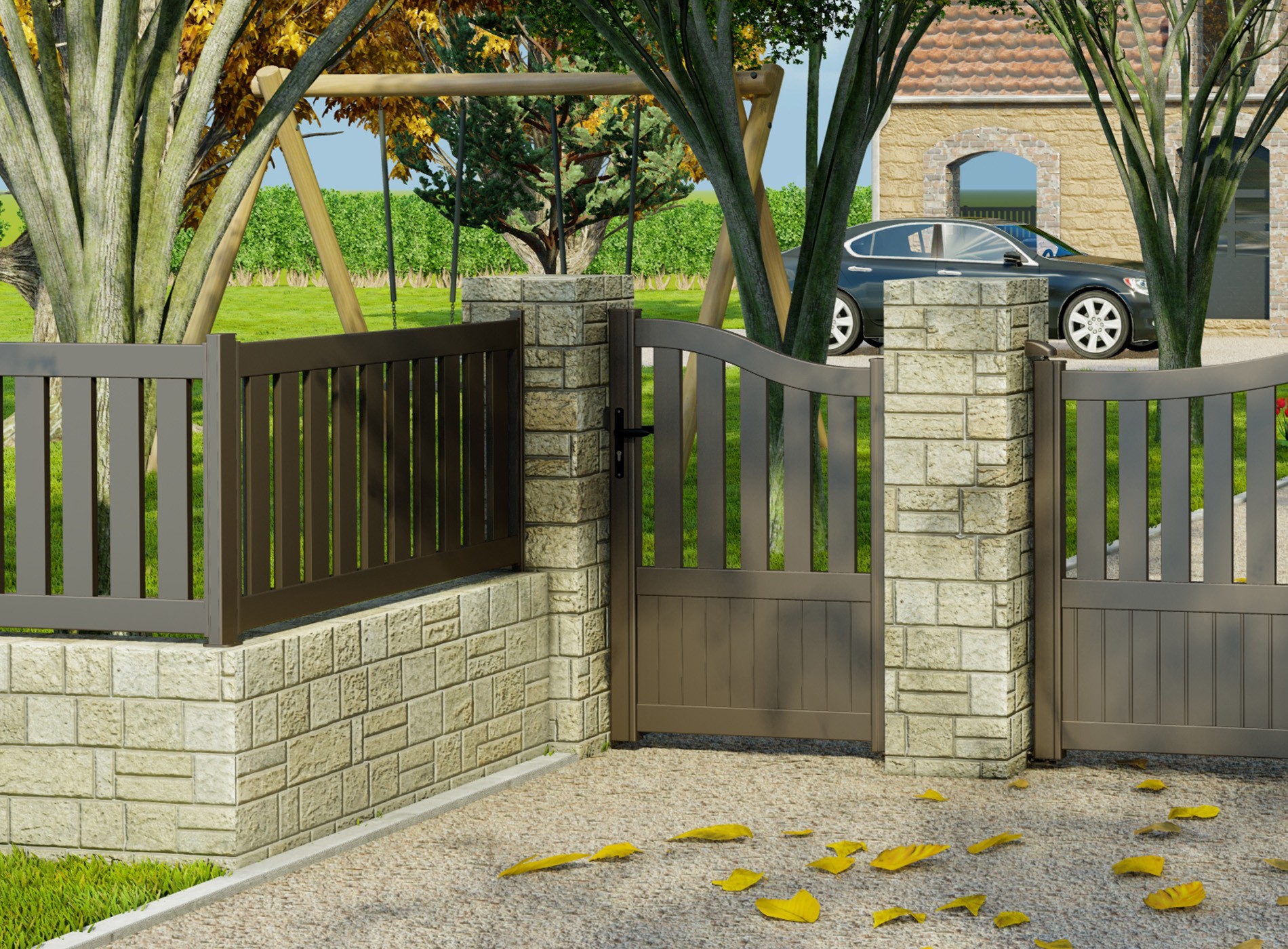 Klos Up portillon aluminium MOELLAN - 7039 Gris Quartz